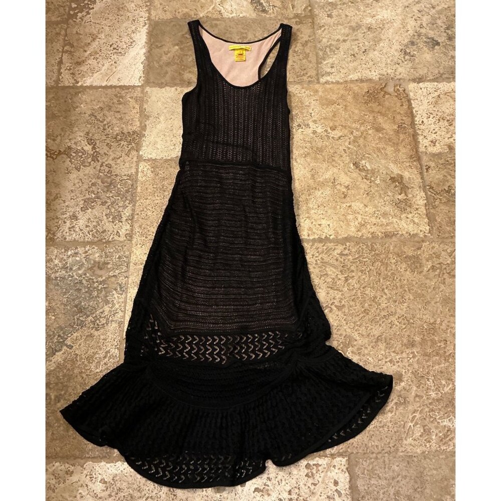 Catherine Malandrino Black Knit Lace Sleeveless Dress Size P Viscose & Nylon